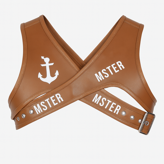 Men's Fetish Harness Tan Genuine Leather