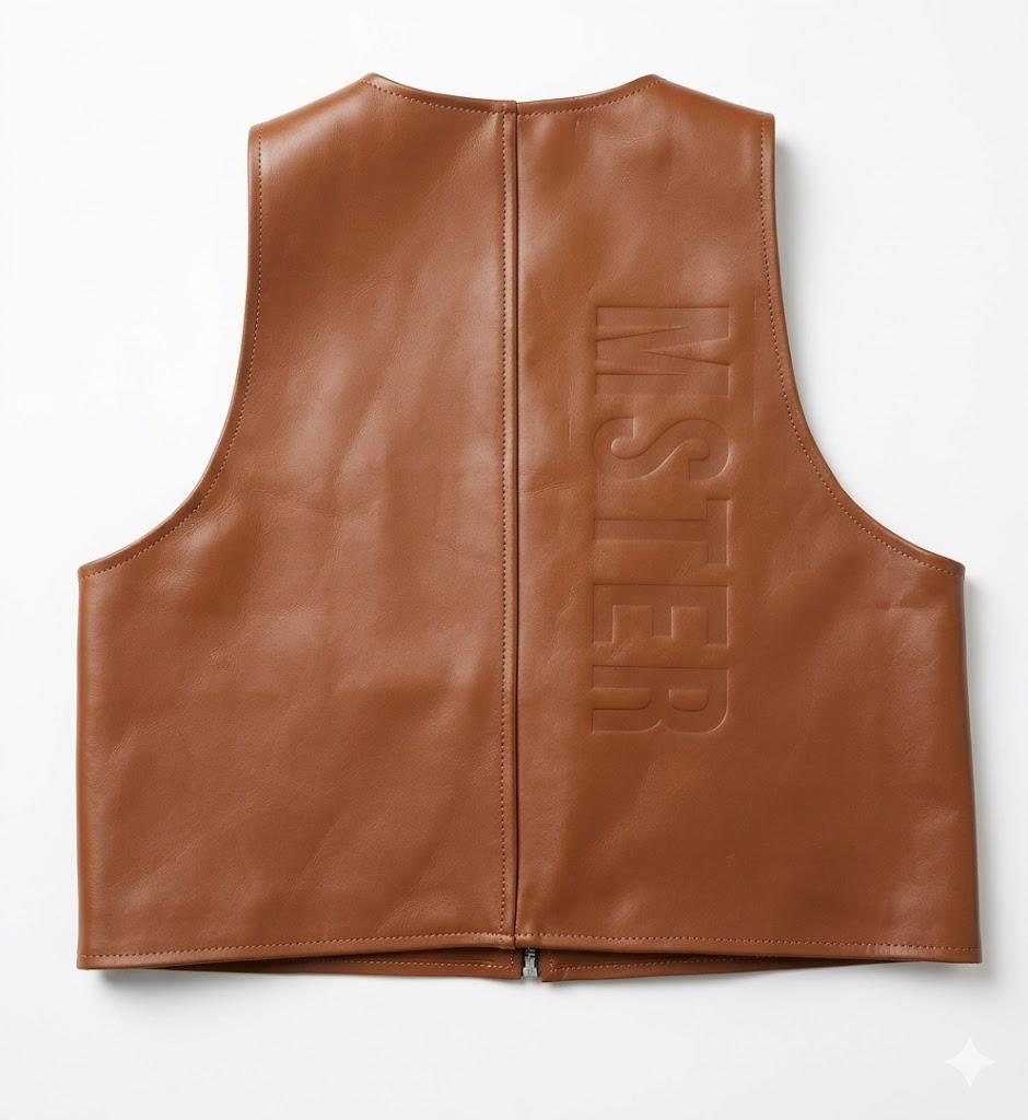 Tan Cropped Leather Bartender's (Barman's) Vest