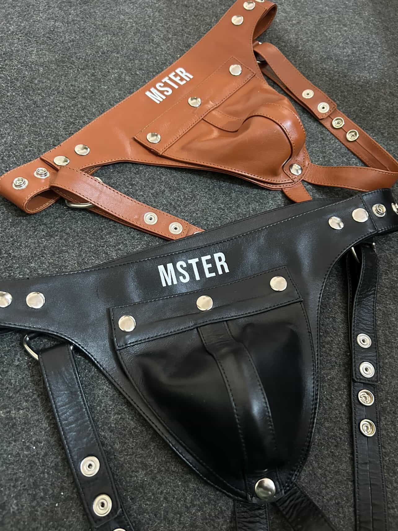 black and tan leather jockstrap adjustable