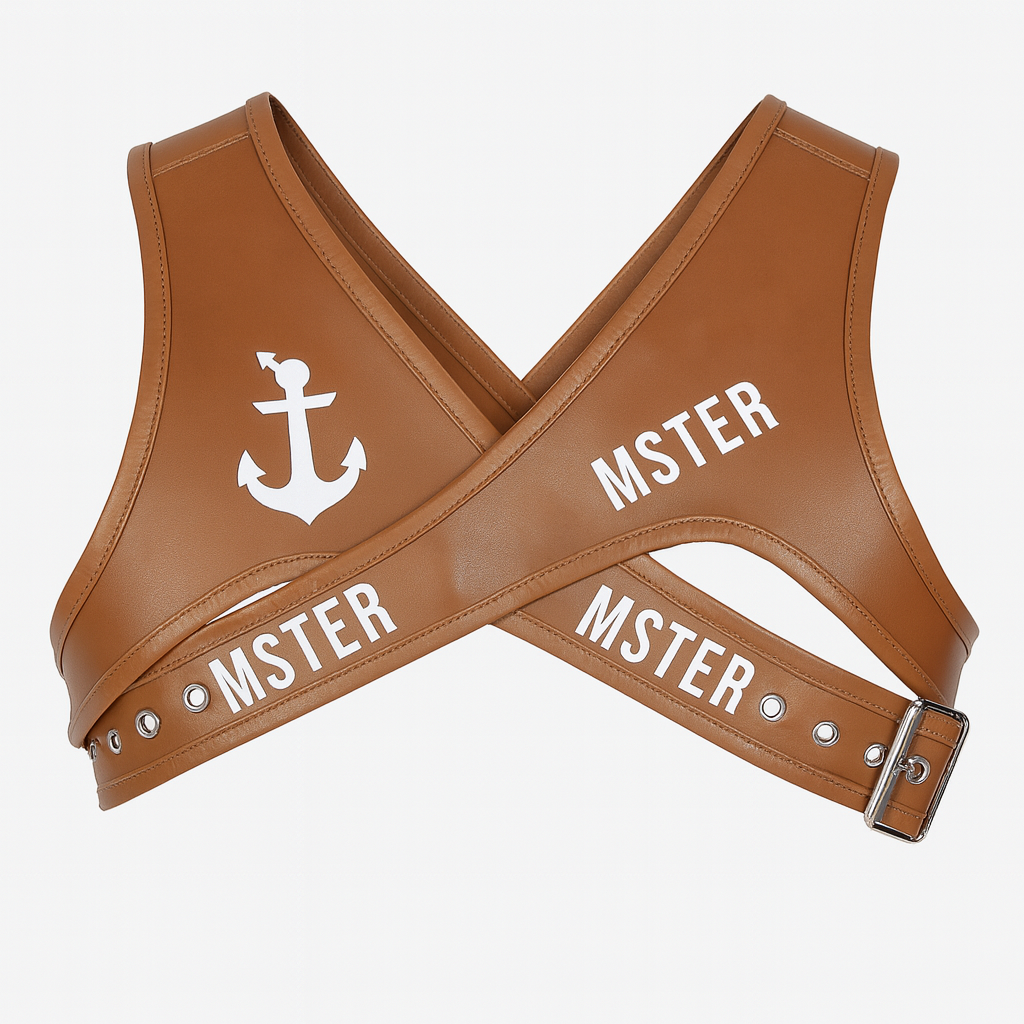 Men's Fetish Harness Tan Genuine Leather