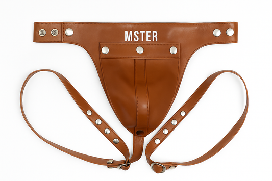 Black Leather adjustable Jockstrap S-L / XXL with detachable crotch pouch