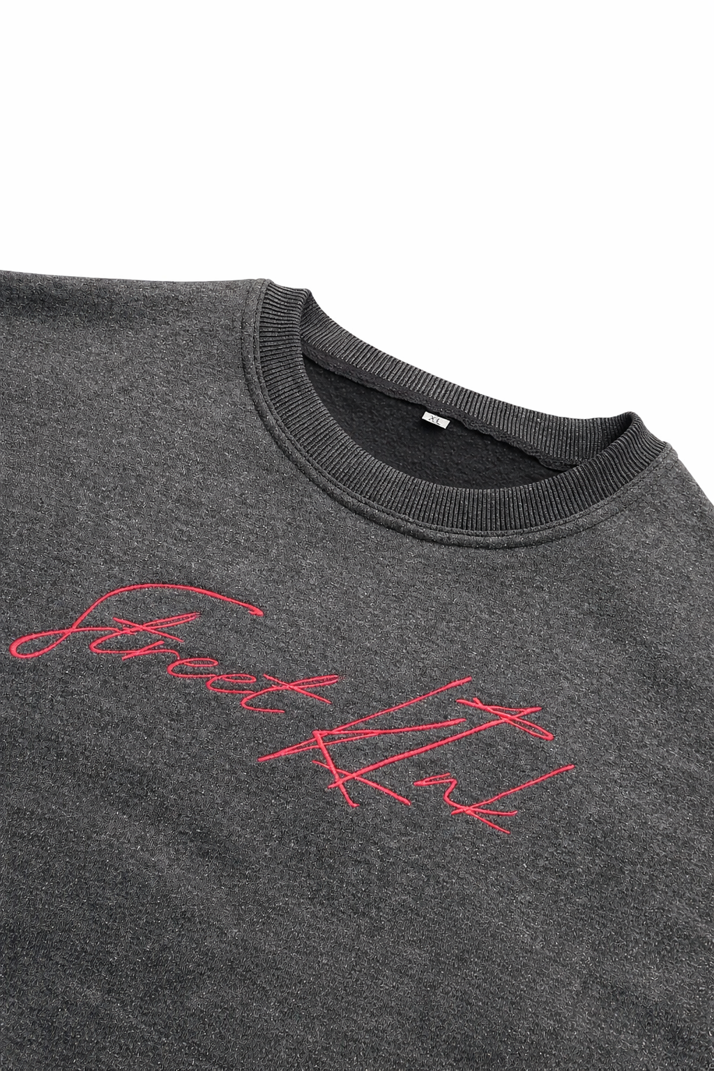 Cropped Cotton Fleece Vest Acid Wash Dark Grey