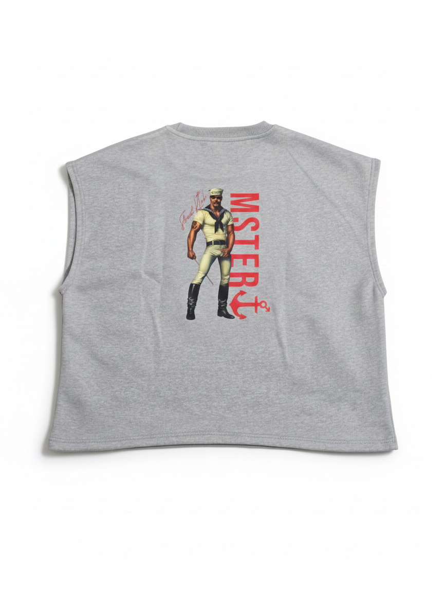 Cropped Cotton Fleece Vest mens