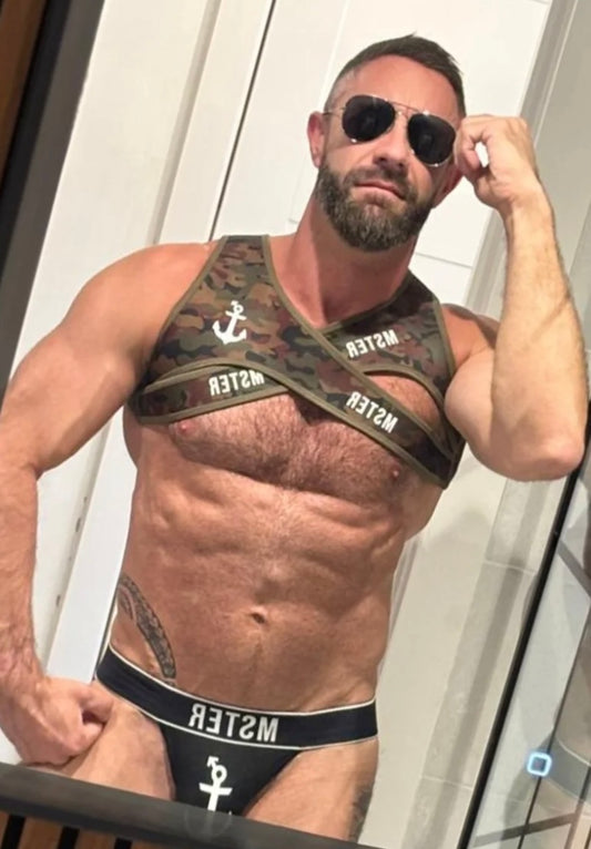 Men's Fetish Harness Camo